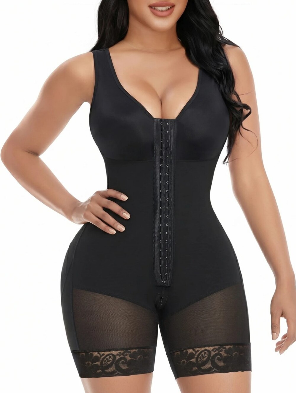 Yianna PowerNet Sculpt Front Hook Full Bust Mid-Thigh Shaping Shapewear- S